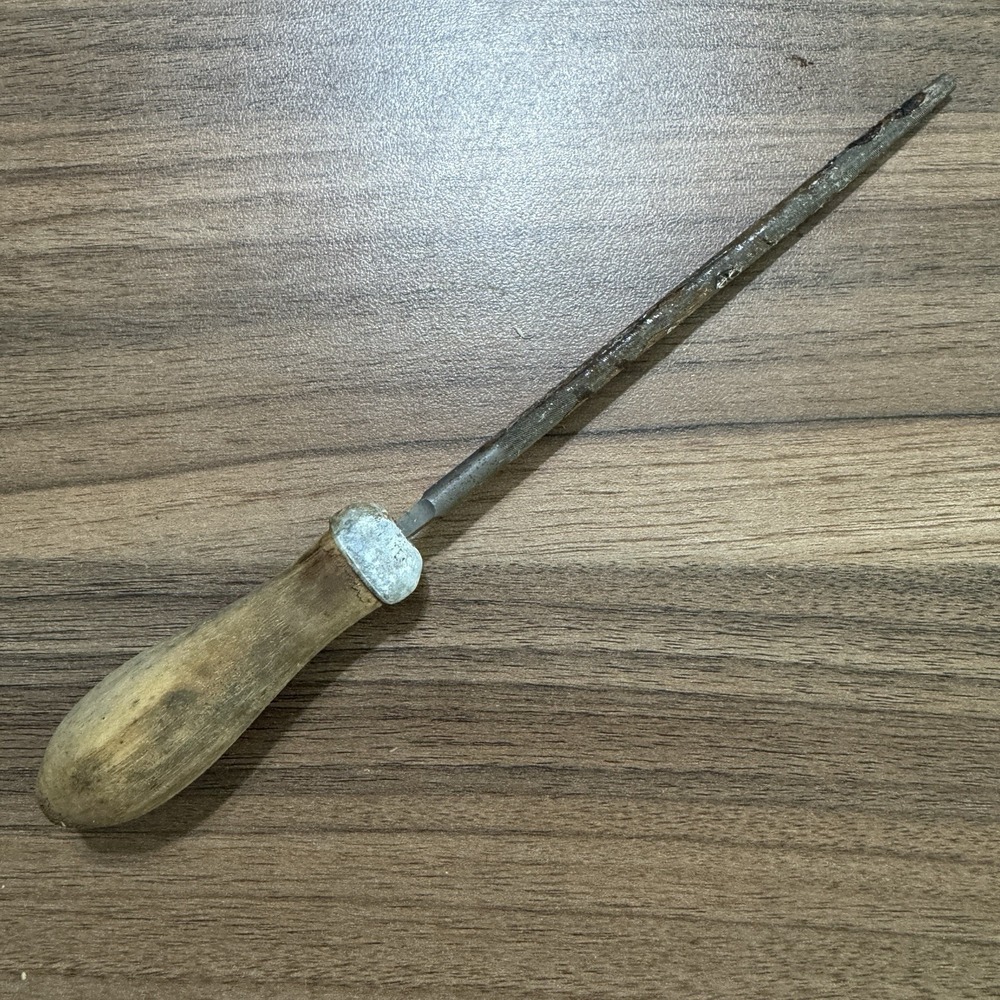 Vintage Python‎ Knife Hone Sharpener Sharpening Primitive Wood Handle Rare 8.75"